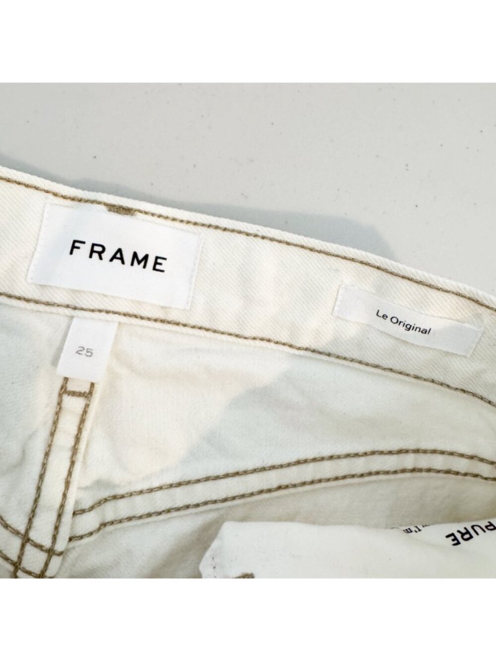 Frame Jeans Size 25 Off White Distressed High Rise Button Fly Rigid Alternative - Picture 6 of 10